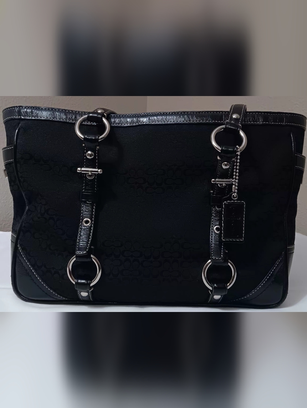 Coach Signature Gallery Tote with Leather Trim EUC - Picture 4 of 6